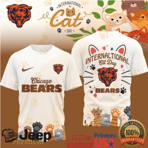 Chicago Bears International Cat Day Paw Print Graphic T Shirt