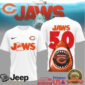 Chicago Bears Jaws 50th Anniversary Edition Shark Graphic T Shirt Chicago Bears Jaws 50th Anniversary Edition Shark Graphic T Shirt