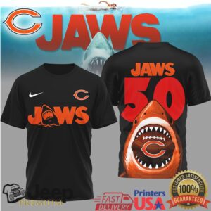 Chicago Bears Jaws 50th Anniversary Edition Shark Graphic T Shirt