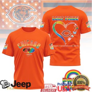 Chicago Bears LGBT Pride Month Rainbow Heart T Shirt