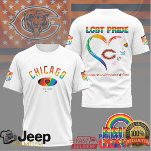 Chicago Bears LGBT Pride Month Rainbow Heart T Shirt