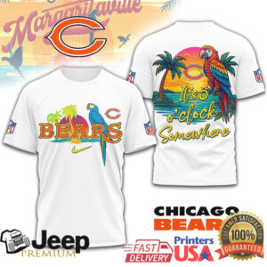 Chicago Bears NFL Margaritaville Style Tropical Parrot Sunset T Shirt