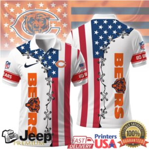 Chicago Bears NFL Patriotic American Flag Stars and Stripes Polo Shirt