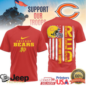 Chicago Bears RED Support Our Troops Military Appreciation T Shirt Chicago Bears RED Support Our Troops Military Appreciation T Shirt