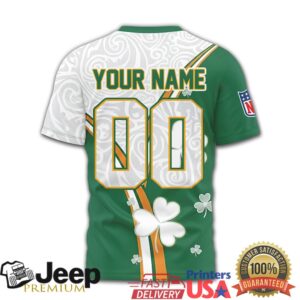 Chicago Bears St. Patrick's Day Custom Name & Number Clover Pattern T Shirt