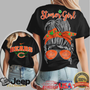 Chicago Bears Stoner Girl Messy Bun Weed Leaf T Shirt Chicago Bears Stoner Girl Messy Bun Weed Leaf T Shirt