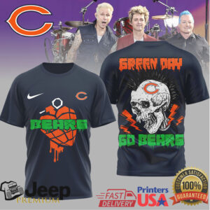 Chicago Bears x Green Day American Idiot Drip Heart Skull Football T Shirt