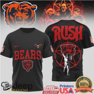 Chicago Bears x Rush Band Starman Logo Rock Music Fan T Shirt