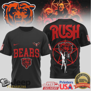 Chicago Bears x Rush Band Starman Logo Rock Music Fan T Shirt