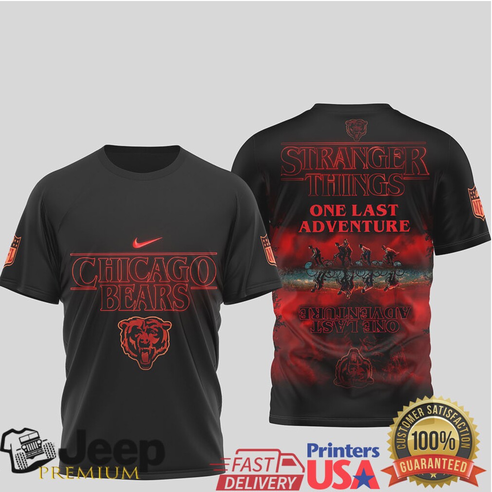 Chicago Bears x Stranger Things “One Last Adventure” Sci Fi Crossover T Shirt Chicago Bears x Stranger Things “One Last Adventure” Sci Fi Crossover T Shirt