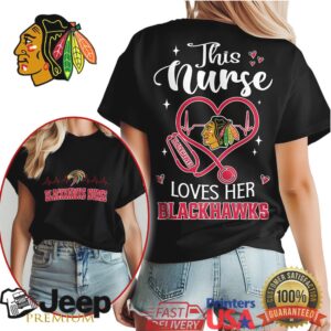 Chicago Blackhawks Nurse T Shirt Hockey Team Nurse Heartbeat Graphic T Shirt