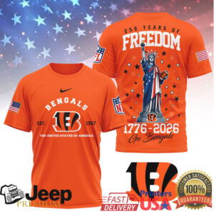 Cincinnati Bengals 250 Years of Freedom Patriotic Team T Shirt Cincinnati Bengals 250 Years of Freedom Patriotic Team T Shirt