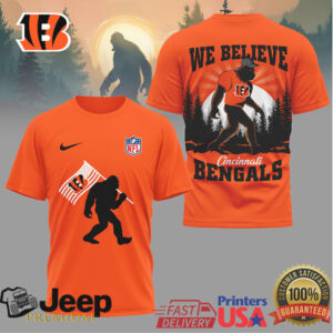 Cincinnati Bengals Bigfoot We Believe Sasquatch Flag Shirt