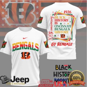 Cincinnati Bengals Black History Month 100th Anniversary T Shirt Cincinnati Bengals Black History Month 100th Anniversary T Shirt