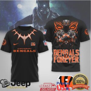 Cincinnati Bengals Black Panther Forever NFL Tribute 3D All Over Print T Shirt Cincinnati Bengals Black Panther Forever NFL Tribute 3D All Over Print T Shirt