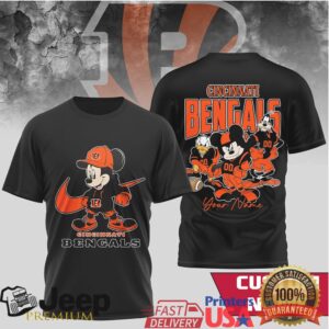 Cincinnati Bengals Custom Name Mickey Mouse Football Fan Shirt Cincinnati Bengals Custom Name Mickey Mouse Football Fan Shirt