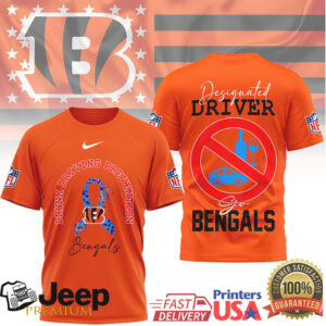 Cincinnati Bengals Drunk Driving Prevention Designated Driver Awareness T Shirt Cincinnati Bengals Drunk Driving Prevention Designated Driver Awareness T Shirt
