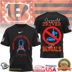 Cincinnati Bengals Drunk Driving Prevention Designated Driver Awareness T Shirt