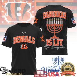Cincinnati Bengals Hanukkah Is Lit Menorah T Shirt Cincinnati Bengals Hanukkah Is Lit Menorah T Shirt