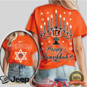 Cincinnati Bengals Happy Hanukkah Menorah Star of David NFL T Shirt Cincinnati Bengals Happy Hanukkah Menorah Star of David NFL T Shirt