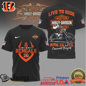 Cincinnati Bengals Harley Davidson Biker Graphic T Shirt Cincinnati Bengals Harley Davidson Biker Graphic T Shirt