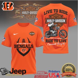 Cincinnati Bengals Harley Davidson Biker Graphic T Shirt