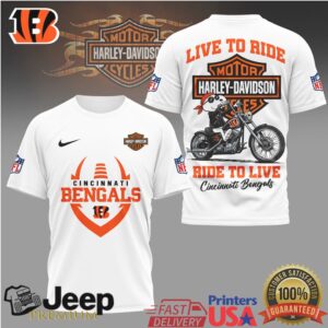 Cincinnati Bengals Harley Davidson Biker Graphic T Shirt