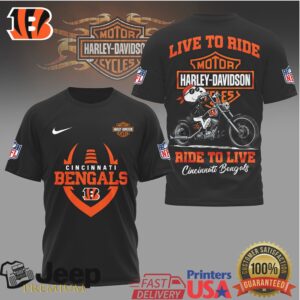 Cincinnati Bengals Harley Davidson “Ride to Live” Biker NFL T shirt Cincinnati Bengals Harley Davidson “Ride to Live” Biker NFL T shirt