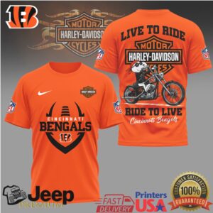 Cincinnati Bengals Harley Davidson “Ride to Live” Biker NFL T shirt