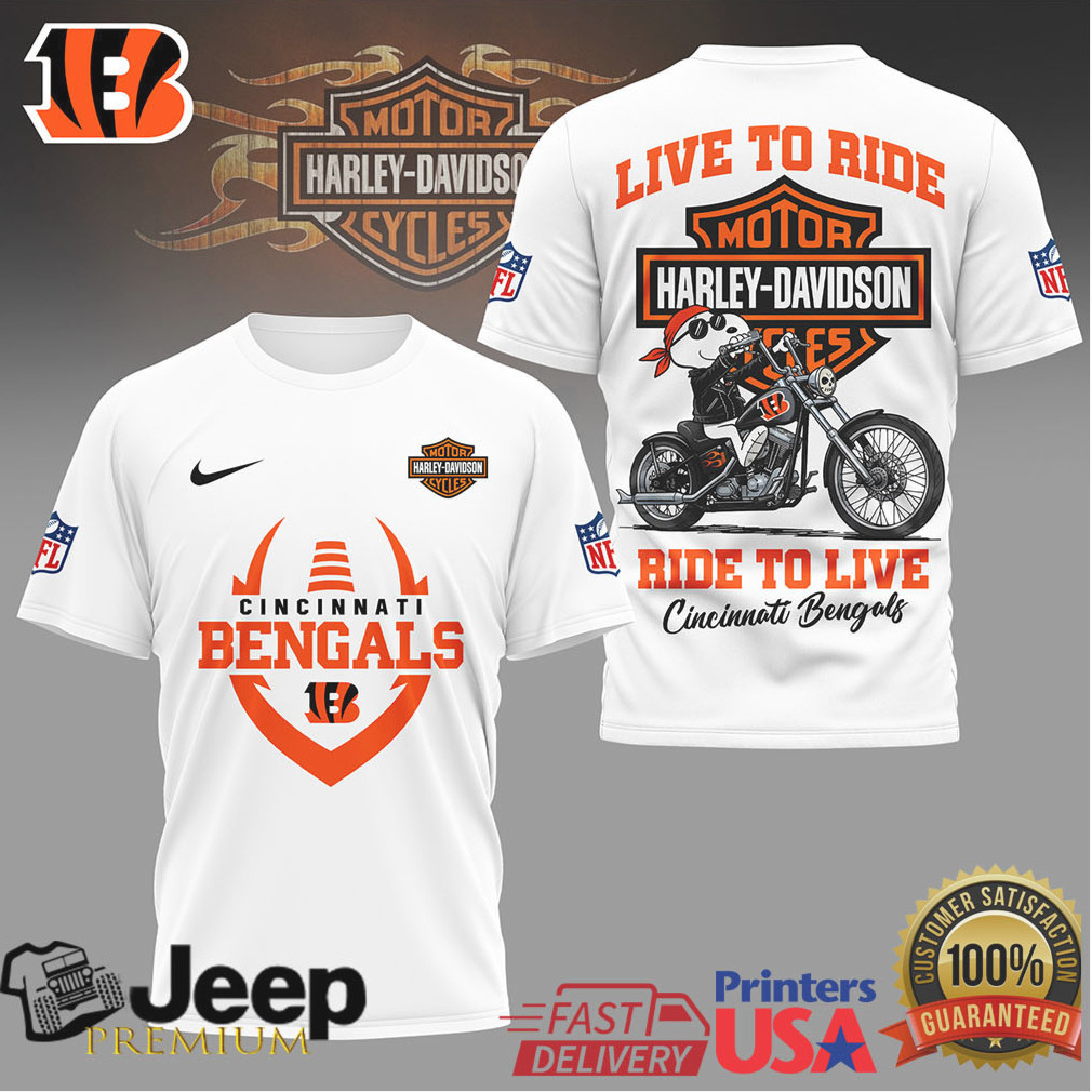 Cincinnati Bengals Harley Davidson “Ride to Live” Biker NFL T shirt Cincinnati Bengals Harley Davidson “Ride to Live” Biker NFL T shirt
