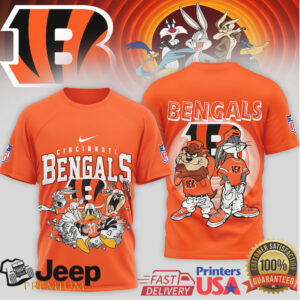 Cincinnati Bengals Looney Tunes Whimsical Sports Fan T Shirt Cincinnati Bengals Looney Tunes Whimsical Sports Fan T Shirt