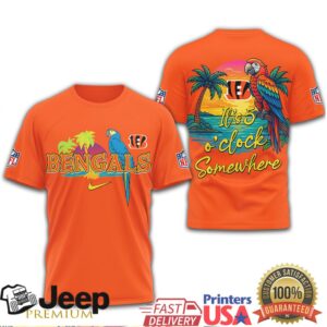 Cincinnati Bengals NFL Tropical Parrot It’s 5 O’Clock Somewhere T Shirt Cincinnati Bengals NFL Tropical Parrot It’s 5 O’Clock Somewhere T Shirt