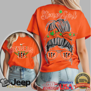 Cincinnati Bengals Stoner Girl Messy Bun Marijuana Leaf T shirt Cincinnati Bengals Stoner Girl Messy Bun Marijuana Leaf T shirt