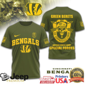 Cincinnati Bengals US Army Special Forces Green Berets Military T Shirt Cincinnati Bengals US Army Special Forces Green Berets Military T Shirt