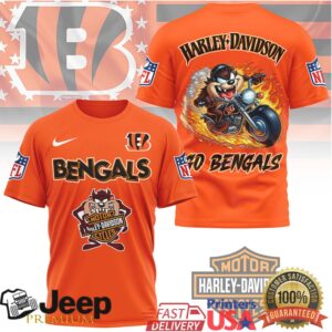 Cincinnati Bengals x Harley Davidson Taz Motorbike NFL Fusion Graphic T Shirt