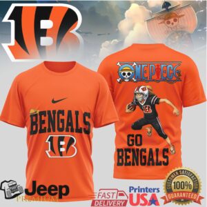 Cincinnati Bengals x One Piece Luffy Anime Football T Shirt