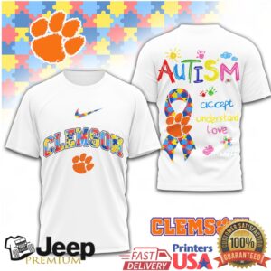 Clemson Tigers Autism Awareness T Shirt Accept Understand Love