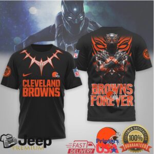 Cleveland Browns Black Panther Forever NFL Tribute 3D All Over Print T Shirt Cleveland Browns Black Panther Forever NFL Tribute 3D All Over Print T Shirt