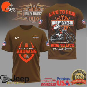 Cleveland Browns Harley Davidson Biker Style Graphic T Shirt Cleveland Browns Harley Davidson Biker Style Graphic T Shirt