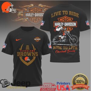 Cleveland Browns Harley Davidson Biker Style Graphic T Shirt