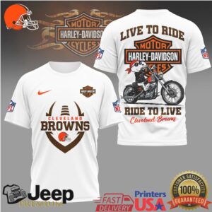 Cleveland Browns Harley Davidson Biker Style Graphic T Shirt