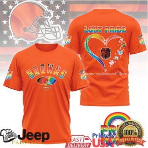 Cleveland Browns LGBT Pride Month Rainbow Heart T Shirt