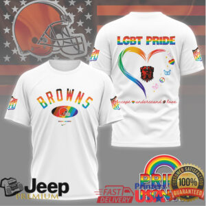 Cleveland Browns LGBT Pride Month Rainbow Heart T Shirt