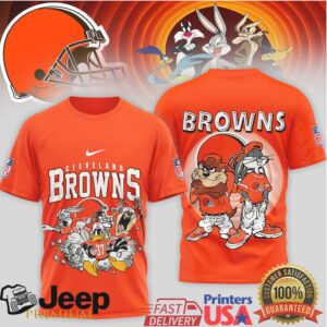 Cleveland Browns Looney Tunes Squad Taz Bugs and Daffy Duck NFL Graphic T Shirt