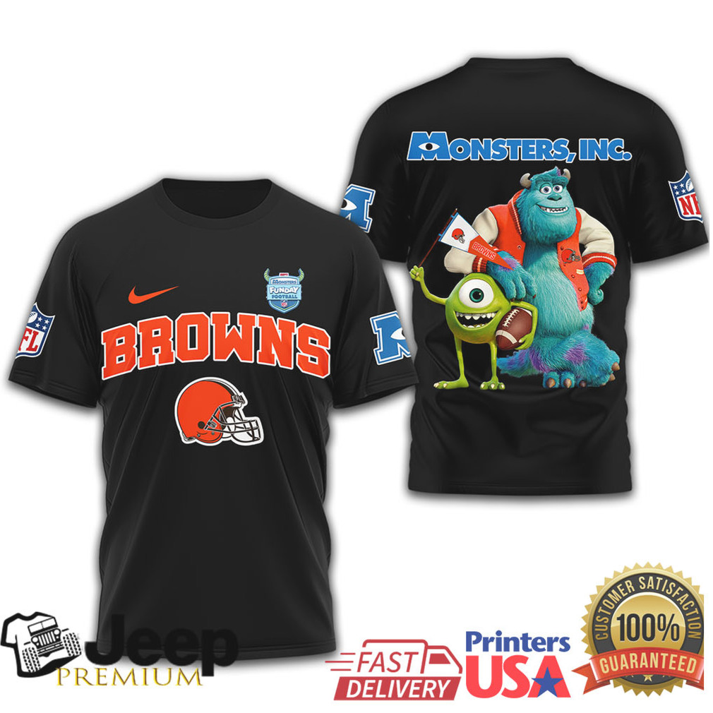 Cleveland Browns Monsters Inc Mike & Sulley NFL Football T Shirt Cleveland Browns Monsters Inc Mike & Sulley NFL Football T Shirt
