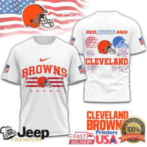 Cleveland Browns NFL Red White and Blue Patriotic Graphic T Shirt