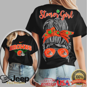 Cleveland Browns Stoner Girl Messy Bun Weed Leaf Fan Shirt Cleveland Browns Stoner Girl Messy Bun Weed Leaf Fan Shirt