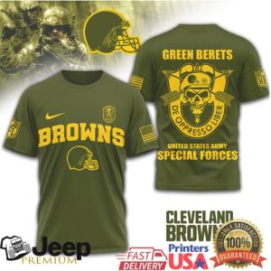 Cleveland Browns US Army Special Forces Green Berets Military T Shirt