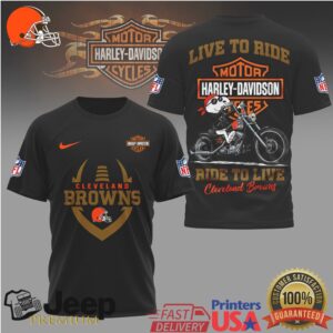 Cleveland Browns x Harley Davidson Vintage Biker Style NFL T Shirt