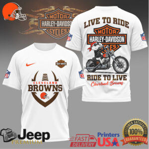 Cleveland Browns x Harley Davidson Vintage Biker Style NFL T Shirt